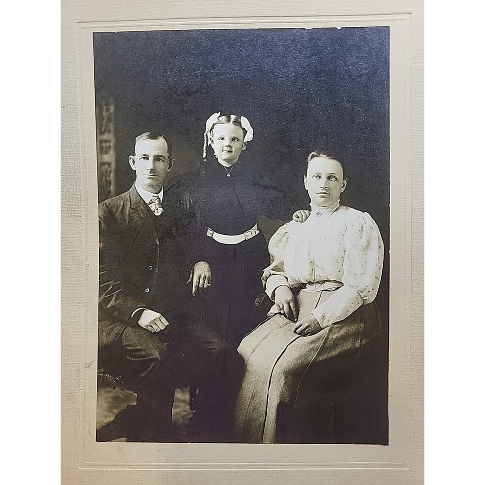 Vintage 1920’s PHOTO RPPC Family Mounted Black & White Studio 6.75 x 11 inch